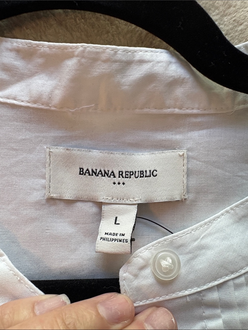 Banana Republic White Cotton Pintuck Popover Shirt Size Large - Picture 7 of 9